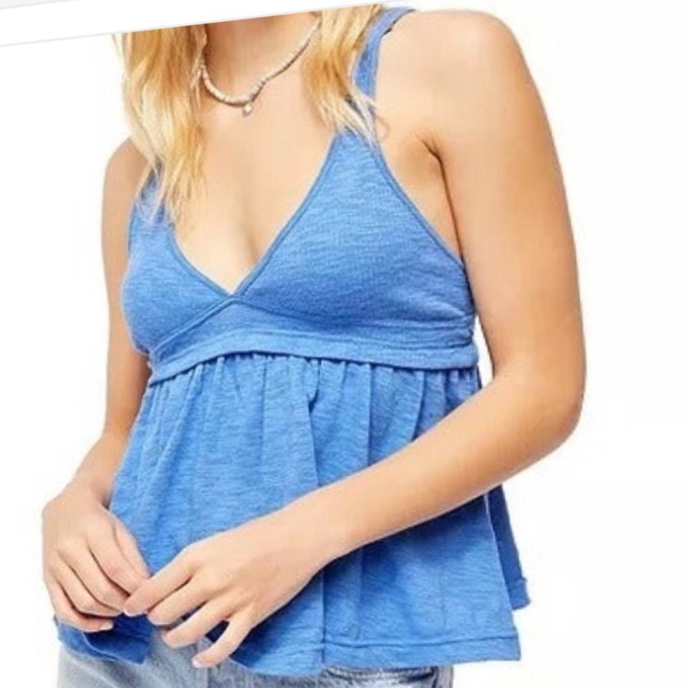 Free People Zinia  Blue Tank Top